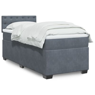 vidaXL Boxspring met matras fluweel donkergrijs 1-persoons (alleen AU)