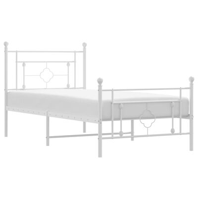 vidaXL Bedframe met hoofd- en voeteneinde metaal wit 100x200 cm