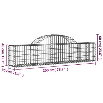 vidaXL Schanskorven 6 st gewelfd 200x30x40/60 cm gegalvaniseerd ijzer