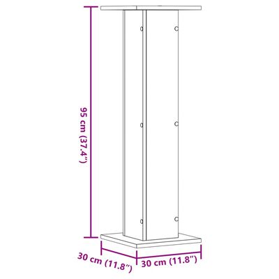 vidaXL Plantenstandaards 2 st 30x30x95 cm bewerkt hout gerookt eiken