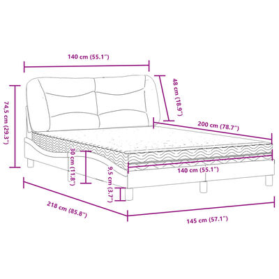 vidaXL Bed met matras stof donkerbruin 140x200 cm