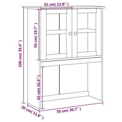 vidaXL Opzetkast VIGO 78x30x100 cm massief grenenhout wit