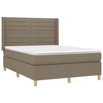 vidaXL Boxspring met matras en LED stof taupe 140x190 cm