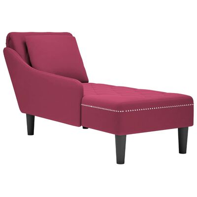 vidaXL Chaise longue met kussen en rechterarmleuning fluweel wijnrood