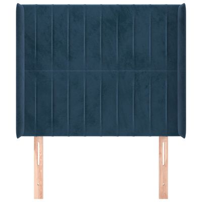 vidaXL Hoofdbord met randen 93x16x118/128 cm fluweel donkerblauw