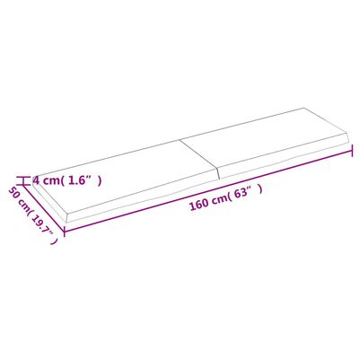 vidaXL Tafelblad 160x50x(2-4) cm onbehandeld massief eikenhout