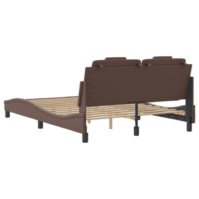 vidaXL Bedframe met hoofdbord kunstleer bruin 120x200 cm