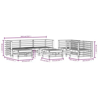 vidaXL 7-delige Loungeset massief grenenhout zwart