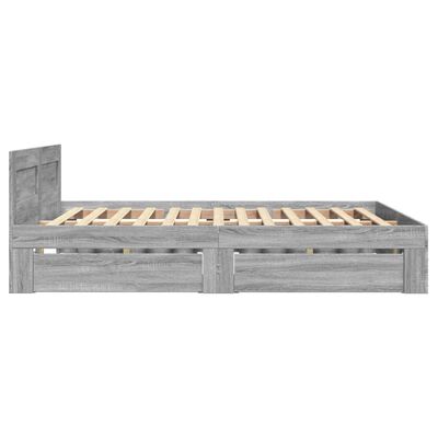 vidaXL Bedframe met hoofdeinde bewerkt hout grijs sonoma 140x190 cm