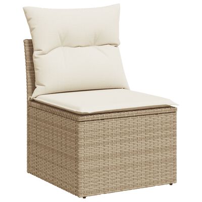 vidaXL 10-delige Loungeset met kussens poly rattan beige