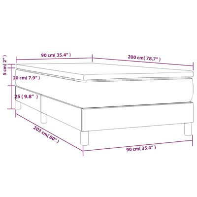 vidaXL Boxspring met matras stof crèmekleurig 90x200 cm