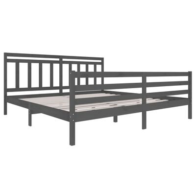 vidaXL Bedframe massief hout grijs 200x200 cm