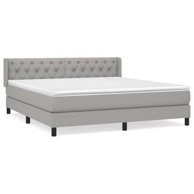 vidaXL Boxspring met matras stof lichtgrijs 160x200 cm