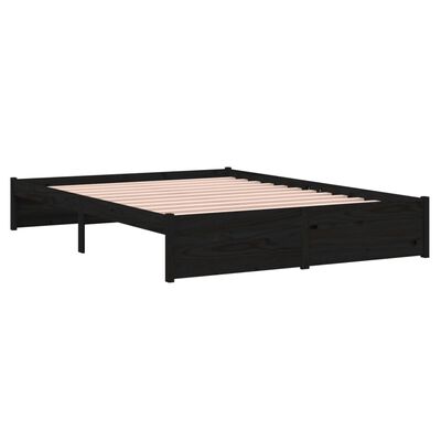 vidaXL Bedframe massief hout zwart 140x190 cm