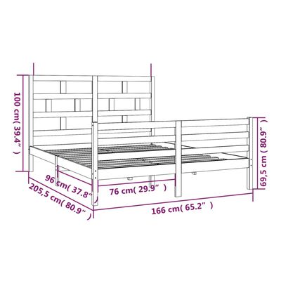 vidaXL Bedframe massief grenenhout wit 160x200 cm