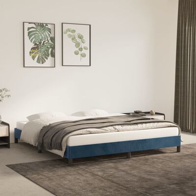 vidaXL Bedframe zonder matras 160x200 cm fluweel donkerblauw