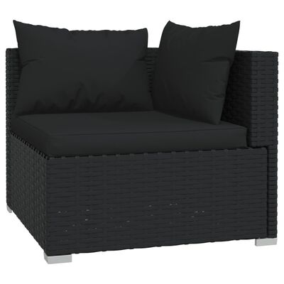 vidaXL 7-delige Loungeset met kussens poly rattan zwart