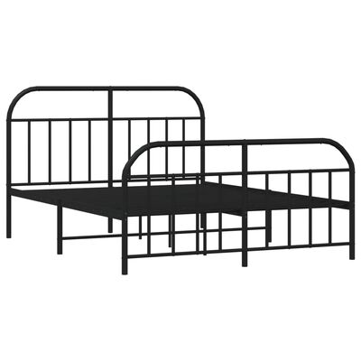 vidaXL Bedframe met hoofd- en voeteneinde metaal zwart 140x190 cm