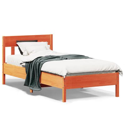 vidaXL Bedframe zonder matras massief grenenhout wasbruin 90x190 cm