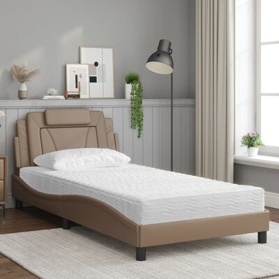 vidaXL Bed met matras kunstleer cappuccinokleurig 100x200 cm