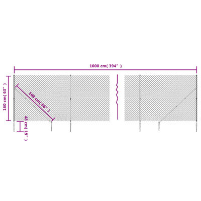 vidaXL Gaashek met grondankers 1,6x10 m groen