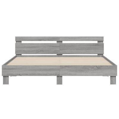 vidaXL Bedframe met hoofdeinde bewerkt hout grijs sonoma 180x200 cm