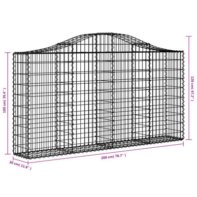 vidaXL Schanskorven 12 st gewelfd 200x30x100/120 cm ijzer