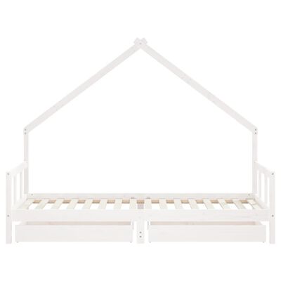 vidaXL Kinderbedframe met lades 90x200 cm massief grenenhout wit