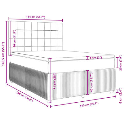 vidaXL Boxspring met matras stof crèmekleurig 140x190 cm