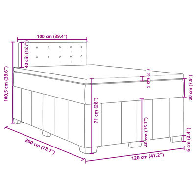 vidaXL Boxspring met matras stof lichtgrijs 120x200 cm