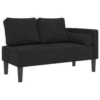 vidaXL Chaise longue met kussens fluweel zwart