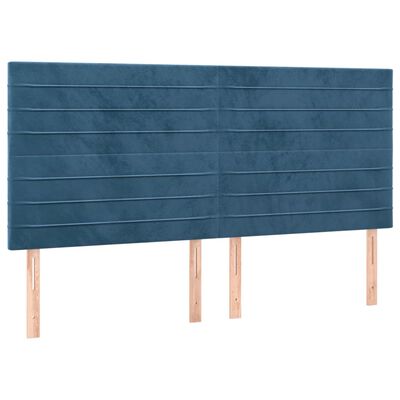 vidaXL Hoofdbord LED 180x5x118/128 cm fluweel donkerblauw