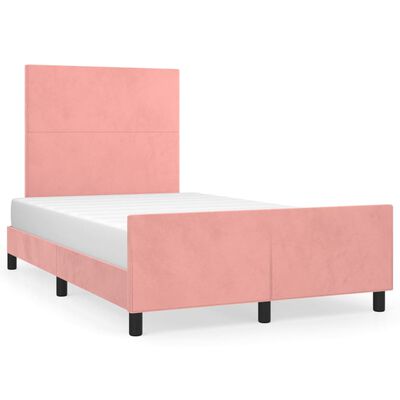 vidaXL Bedframe met hoofdeinde fluweel roze 120x200 cm