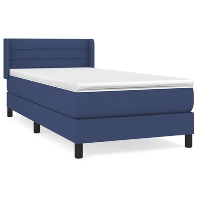 vidaXL Boxspring met matras stof blauw 80x200 cm