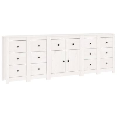 vidaXL Dressoir 230x35x80 cm massief grenenhout wit