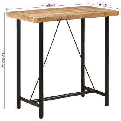 vidaXL Bartafel 110x55x107 cm massief mangohout en ijzer