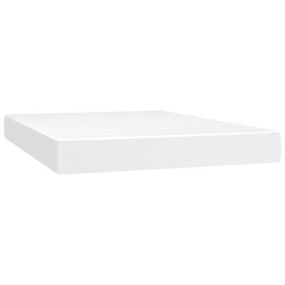 vidaXL Boxspring met matras en LED kunstleer wit 140x200 cm