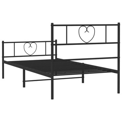 vidaXL Bedframe met hoofd- en voeteneinde metaal zwart 107x203 cm