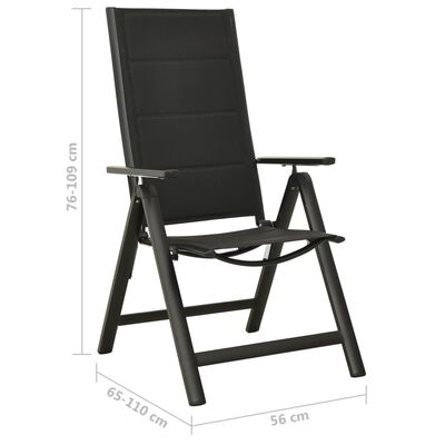 vidaXL Tuinstoelen 2 st inklapbaar textileen aluminium zwart