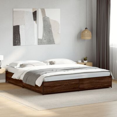 vidaXL Bedframe bewerkt hout metaal bruin eikenkleur 180x200 cm