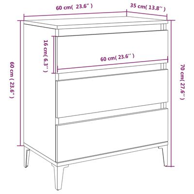 vidaXL Dressoir 60x35x70 cm bewerkt hout grijs sonoma eikenkleurig