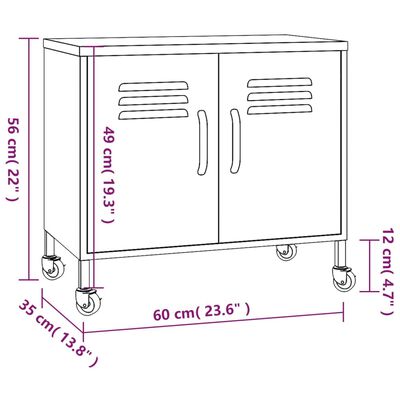 vidaXL Opbergkast 60x35x56 cm staal roze