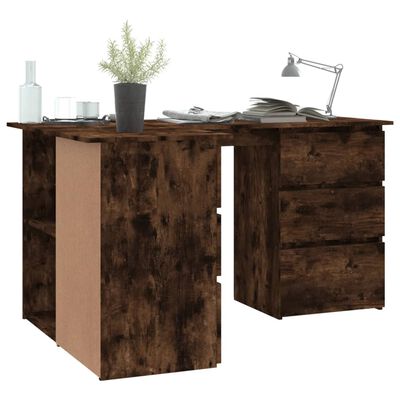 vidaXL Hoekbureau 145x100x76 cm bewerkt hout gerookt eikenkleurig