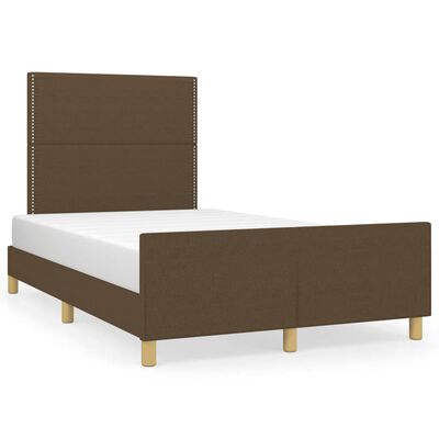 vidaXL Bedframe met hoofdbord stof donkerbruin 120x190 cm