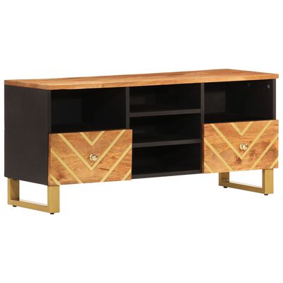 vidaXL Tv-meubel 100x33,5x46 cm massief mangohout bruin en zwart