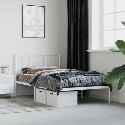 vidaXL Bedframe met hoofdbord metaal wit 100x190 cm