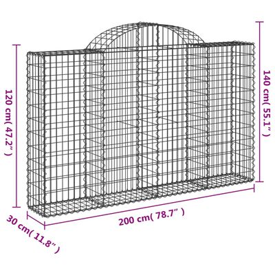 vidaXL Schanskorven 14 st gewelfd 200x30x120/140 cm ijzer