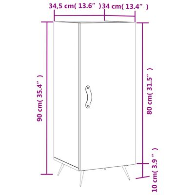 vidaXL Dressoir 34,5x34x90 cm bewerkt hout hoogglans wit