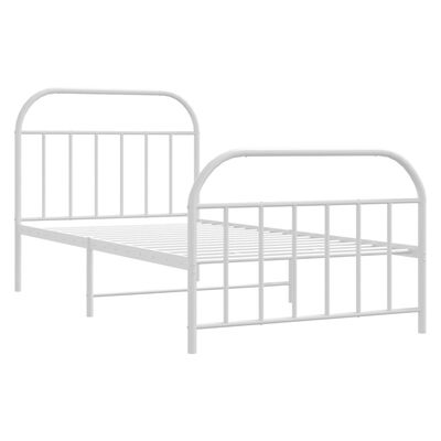 vidaXL Bedframe met hoofd- en voeteneinde metaal wit 100x190 cm