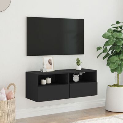 vidaXL Tv-wandmeubel 80x30x30 cm bewerkt hout zwart